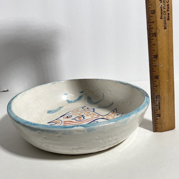 Dan Eash Art Pottery PA Handmade Glazed Stoneware Fish Bowl Pair Set Of 2 7.5in - Picture 15 of 15